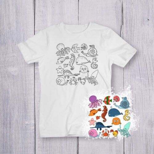 Футболка розмальовка Морська №3